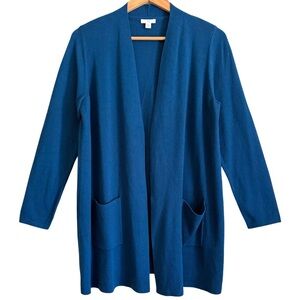 J. JILL Wool Silk Cotton Lightweight Minimalist Open Front Sweater Cardigan MP